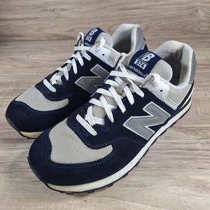 New Balance Mens 574 Walking Shoes Navy Blue M574BGS Low Top Mesh Suede 10D